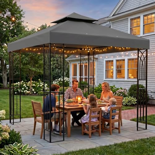 COOS BAY 8x8 Patio Gazebo with Corner Shelves, UV Protection & Dual-Layer Canopy image 19