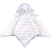Doindute Baby White Lamb Soft Stuffed Animal Security Blanket, Plush Sheep Character Lovey Blanket, Baby Shower/Nursery Gift, Newborn Infant Toddler Snuggle Blankie for Boys Girls, 13 Inches