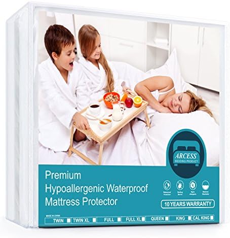 ARCESS Waterproof Twin Mattress Protector, Hypoallergenic, Premium, and Fluffy Mattress Covers, Dust Mite Proof, Bed Bug Proof by Mattress Protector Cover, Vinyl Free, 10 Years Warranty, Twin