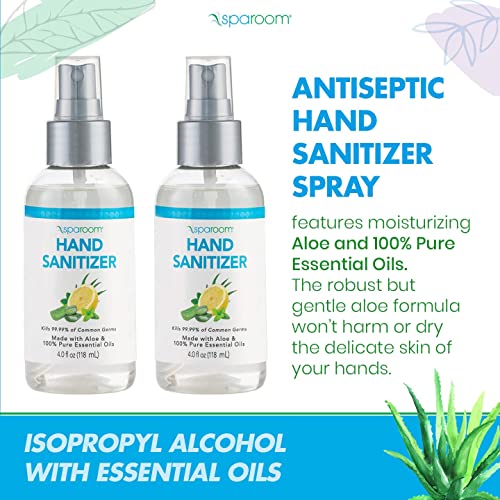 SpaRoom Hand Sanitizer Spray, 70 Alcohol with Aloe Vera & Essential