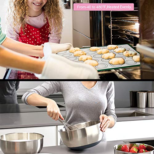 Silicone Baking Mat,Elegant Life Macaron Baking Mats Set of 2 Non-Stick Half Sheet,Non Stick Silicon Liner for Bake Pans & Rolling,Macaron, Pastry, Cookie, Bun, Brioche, Bread Making