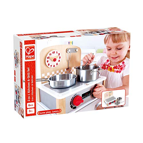 Hape 2-in-1 Küchen- & Grill-Set von Hape| Fantasiespiel Realistisches Rollenspiel Küchenset für Kinder – Bild 8