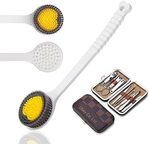 Bath Brush, Bath Brush with Long Handle, Shower Back Brush Cleaner Scrubber Exfoliator Massager with Manicure Set, Ideal Gift for Men Women Mom Husband Elder Girls Boys