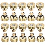 20 Pack Brass Misting Nozzles Tees, Brass Spray Nozzles for Greenhouse Landscaping, Dust Control Mist Nozzle Sprinkler for Ou
