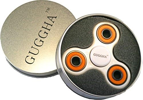Spinner Fidget Toy Hybrid Ceramic Bearing for Kids &amp; Adults by GUGGHA (White + Orange)