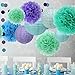 ZJHAI 34pcs Paper Flower Pom Pom and Paper Lantern, Mermaid Party Decorations, Polka Dot Paper Garland, Balloon for Party, Celebration, Nautical Themed Ball