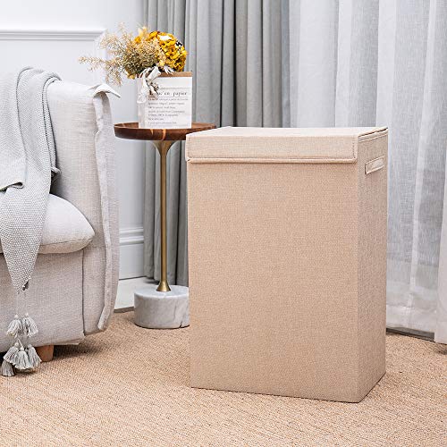 HOSROOME Laundry Hampers with Lids Laundry Baskets with Handles Waterproof and Mildewproof Foldable Hamper Easily Transport Laundry,Beige - Thumbnail 6
