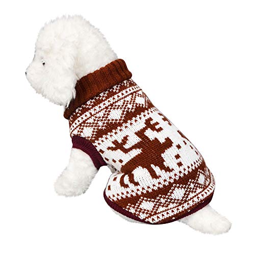 Pet Sweater, Pet Dogs Winter Warm Turtleneck Pet Dog Cat Christmas Costumes Puppy Cat Apparel Pet Garment (X-Small)