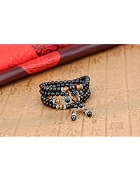 COAI 108 Mala Obsidian Stone Hamsa pulsera de mano collar