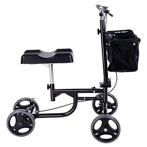 ZeHuoGe Knee Walker Scooter Foldable with Basket Adjusted Height Walking Aid Padded 3.5" Contoured Knee Platform 295LBS Capacity Rear On-Wheel Brakes US Delivery - Thumbnail 7