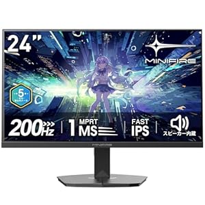 Minifire 24インチゲーミングモニター 200Hz 1ms応答 FHD 非光沢 FastIPSパネル FreeSync FHD MFG24F4-200