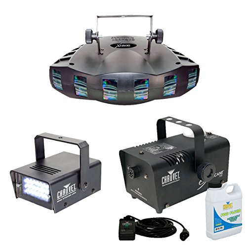Chauvet Derby X LED Effect Light w/ Chauvet Hurricane 700 Fog Machine & Chauvet Mini Strobe LED Light