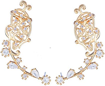 EAR VINES Butterfly Ear Cuff Pin CZ Crystal Ear Climbers Earrings