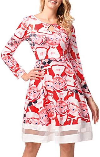 LIGESAY Jumper Dress Women,Christmas Jumpers Funny Ladies Christmas Jumper Ugly Santa Printing Jumper Dress Red Novelty Christmas Jumper Secret Santa Gifts Plus Size