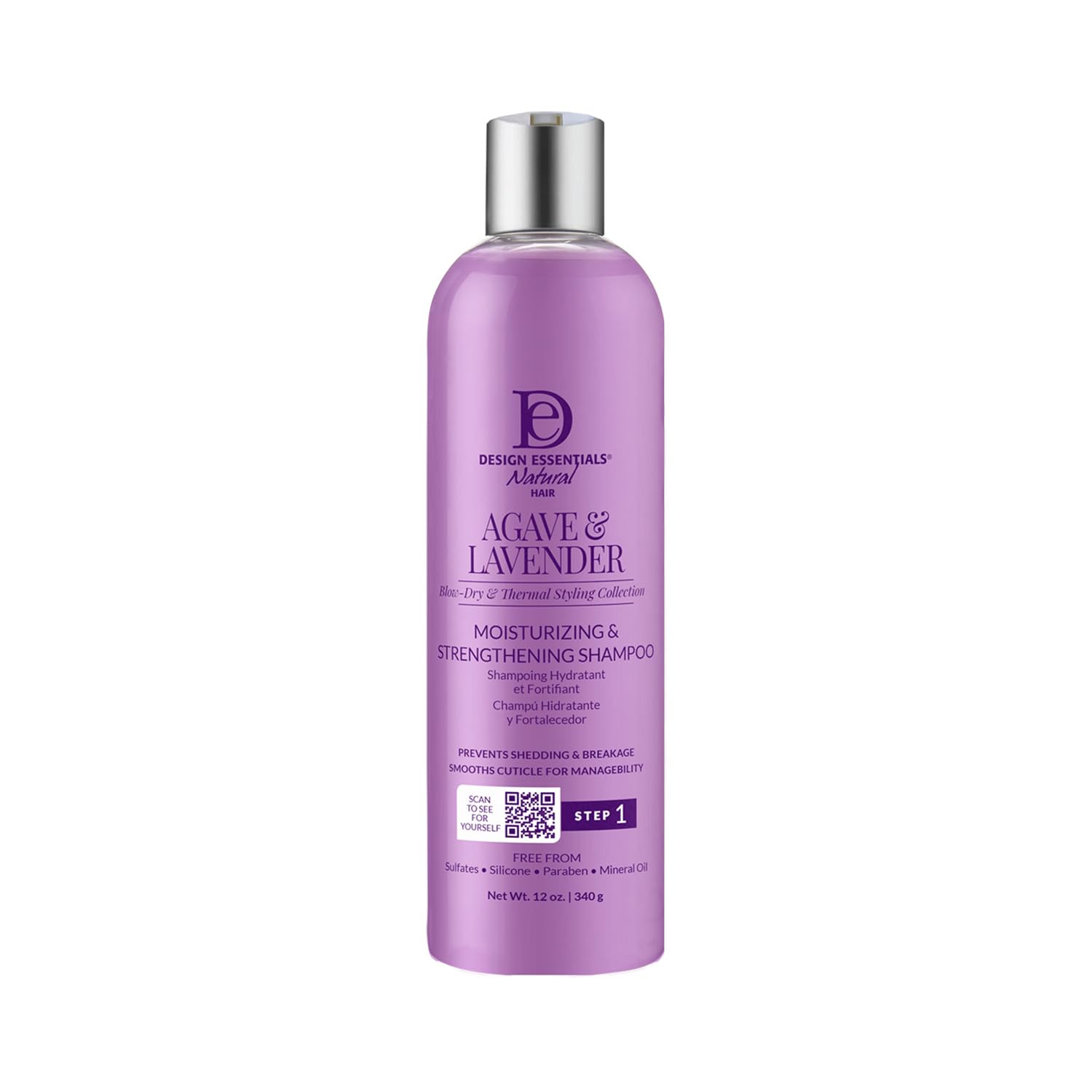 Design Essentials Agave & Lavender Moisturising & Strengthening Shampoo, Sulfate-Free, 341 ml