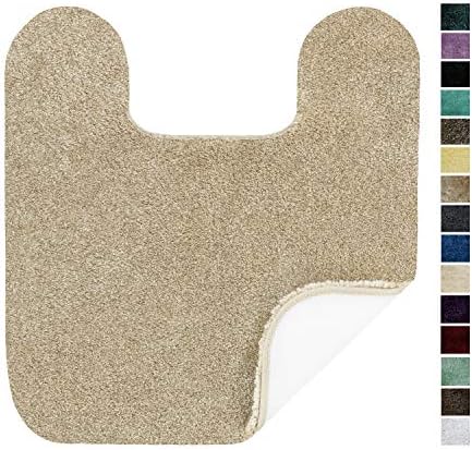 Maples Rugs ColorSoft Non Slip Washable & Quick Dry Contour Toilet Rugs [Made in USA], Clay Beige