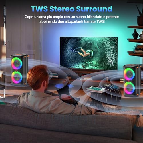HWWR Karaoke with Microphone with 2 Wireless Microphones 10000 mAh Bluetooth 5.3 Speaker, 300 W PA System, Sing You Karaoke 2026 for Adults/Children for Parties, Family Meetings, Holidays
