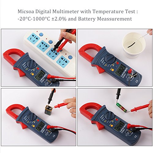 Micsoa Digital Clamp Meter Auto Ranging Multimeter AC DC Voltage, AC Current, Resistance and Temperature Test - Thumbnail 6