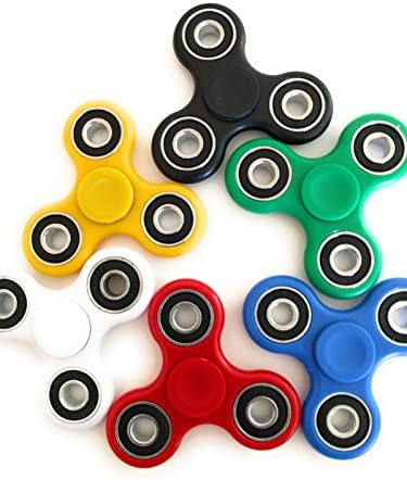 Playsafe Fidget spinners 6 pack of Tri Spinners for Boredom Anxiety ADHD and Autism