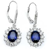 Earring Women's Charm S925 Silver Sapphire Dangle Earring 1 Pair
