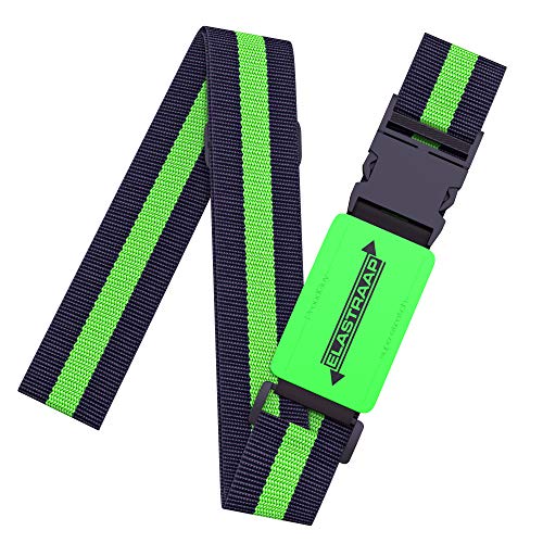 Luggage Straps, Adjustable Non-Slip Baggage Belts- Suitcase Bands For Travel Bag (1 Strap, Green Stripe 1pk)