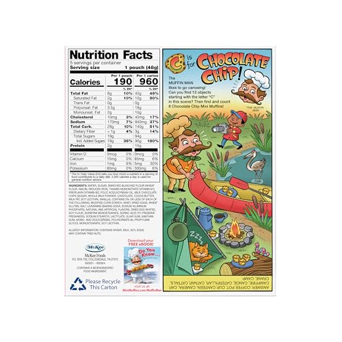 LITTLE DEBBIE CHOCOLATE CHIP MINI MUFFINS, 5 POUCHES, 8.44 OZ BOX
