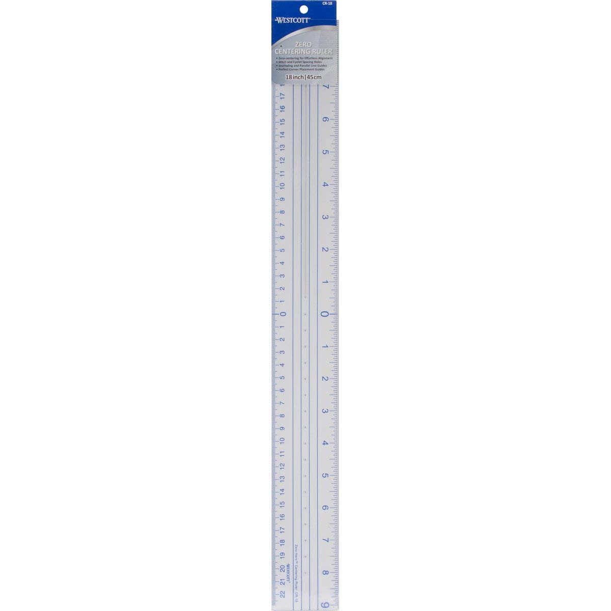 Acme 18-inch Zero Centering Plastic Ruler, Silver