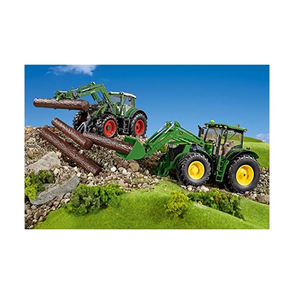 siku 6795, John Deere 7310R Traktor mit Frontlader, Grün, Metall/Kunststoff, 1:32, Ferngesteuert, Inkl. Bluetooth-Fernsteuerung und Zubehör, Steuerung via App möglich, Auf ‎Französisch – Bild 7