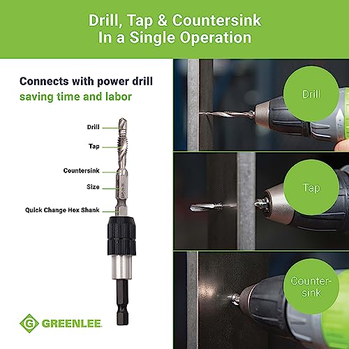 Greenlee DTAPKIT Drill/Tap Kit for Metal, OneStep Drilling, Tapping