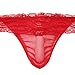 Mens Sexy Lace Boxer Briefs Sissy Pouch Crossdress Panties See-through Garter Thong G-string Bikini Shorts Underwear, Red, Medium
