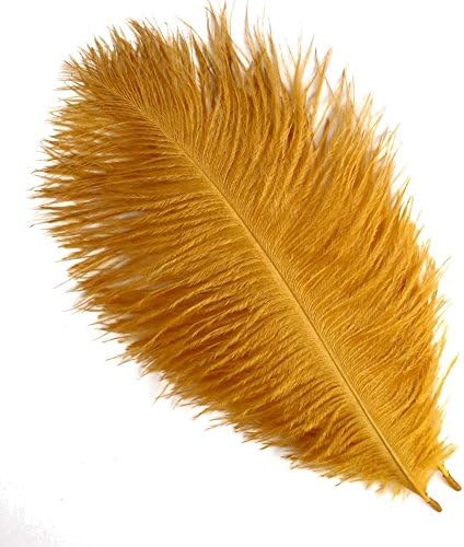 WIBEN Set of 100, 8-10inch Natural Ostrich Feathers Plume for Wedding Centerpieces Party Decoration (Gold)