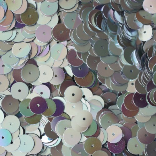 8mm Flat Round SEQUIN PAILLETTES ~ Silver Rainbow Iris METALLIC ~ Loose sequins for embroidery, bridal, applique, arts, crafts, and embellishment. Made in USA.