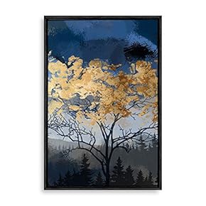 Framed Canvas Home Artwork Decoration Abstract Scenery Natural Landscape Canvas Wall Art for Living Room, Bedroom - 16x24 inches