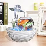 Ornaments ceramic fountains tabletop humidifier water living room decoration Aquarium lucky wind turbine,D
