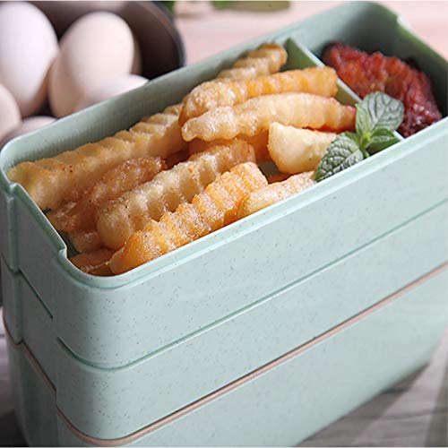 Zhuygba Cube Lunch Box, 3 Layered Partition Portable Multifunctional Lunch Boxes, Microwave Oven Boxes for Home Office Outdoor