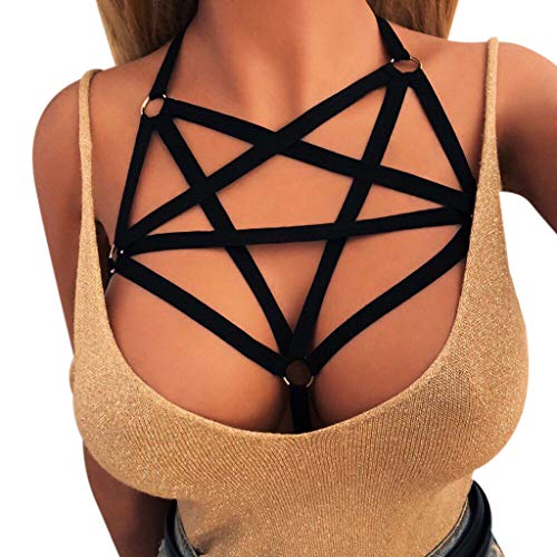 image for Mbtaua Women Alluring Cage Bra Elastic Cage Bra Strappy Hollow Out Bra