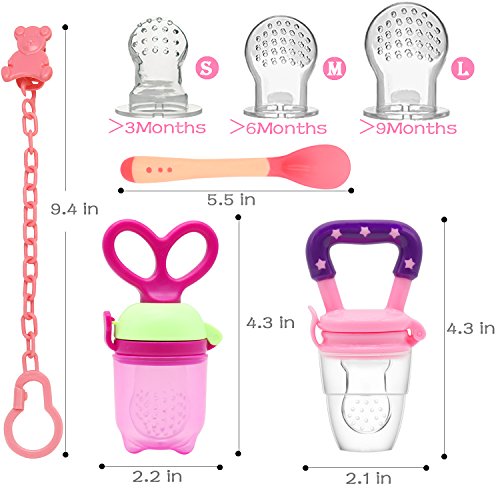 image for UniBetter Baby Food Feeder Pacifier 2 PCs Pacifier Clips 2 PCs Baby Fe