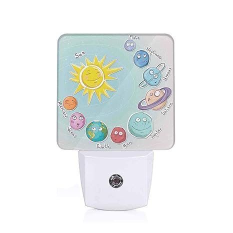 Space Led Night Light Cute Cartoon Sun And Planets Of Solar