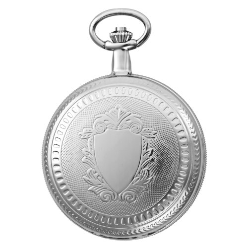 Gotham Men's Silver-Tone 17 Jewel Mechanical Double Cover Pocket Watch  GWC14051SA