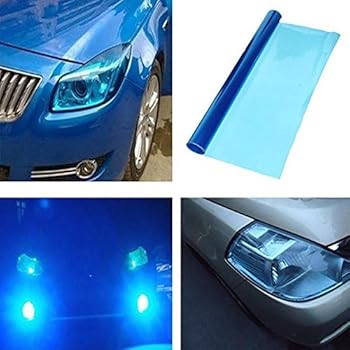 DIYAH 12 X 48 Inches Self Adhesive Headlight, Tail Lights, Fog Lights Tint Vinyl Film (Dark Blue)