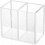 NIUBEE Acryl Pen Houder 4 Compartimenten, Clear Potlood Organizer Cup voor Countertop Bureau Accessoire Opslag