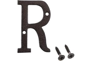 BETORCY 3 Inch House Letter, Home Address Letter, Vintage Cast Iron Home Letter Solid Metal Gate Mailbox Letter Number, Matching Screws Included, Black Letter R