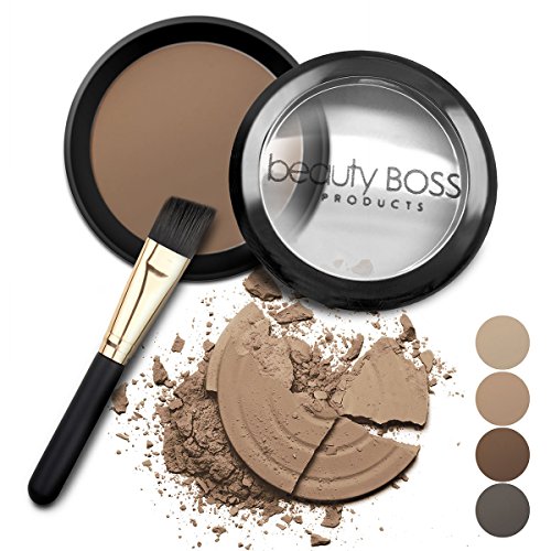 Eyebrow Powder Medium Brown - Natural Fill-in Eyebrow Makeup - Brow Power Water Resistant Includes Small Brush (Best Makeup To Fill In Eyebrows)