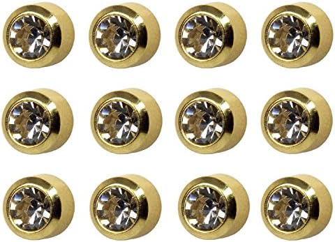 12 Pairs of Studex by ZUUE Ear Piercing April / Clear Crystal Birthstone Gold Plated Stud Earrings Mini 2mm Bezel Setting