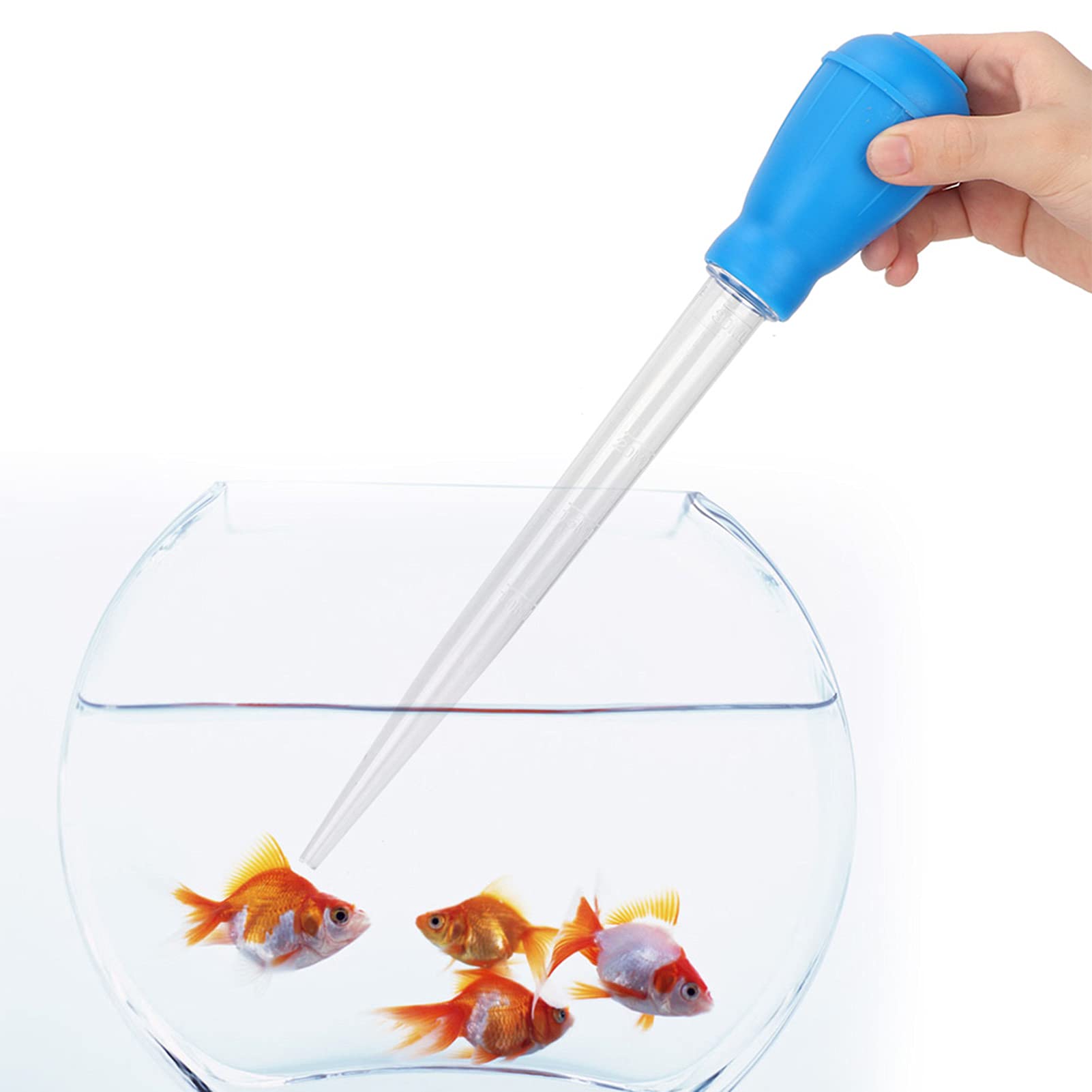 Mini Manual Aquarium Water Changer with Pipette Dropper - Gravel Cleaner and Waste Remover for Fish Tank Water Transfer (Blue)