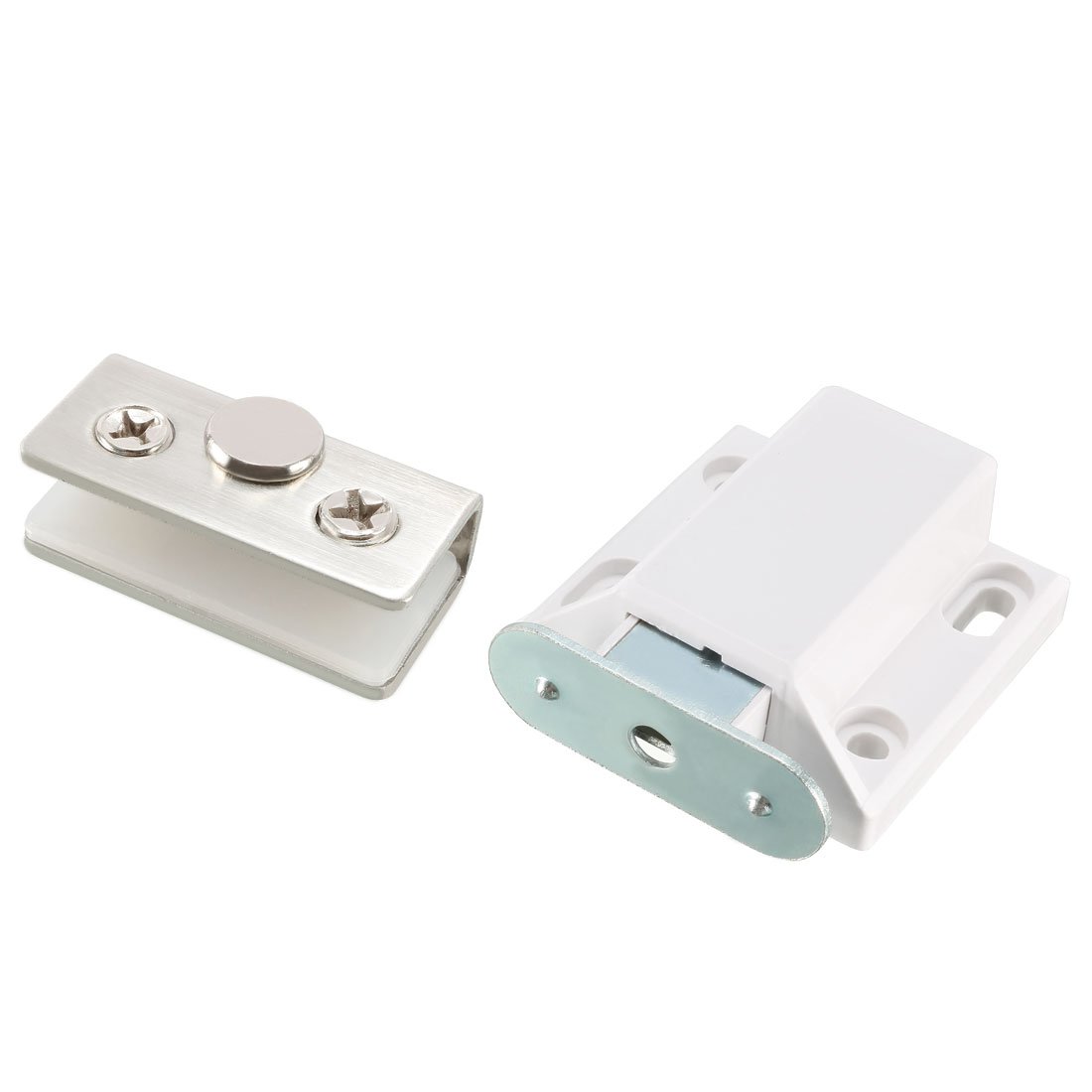 Sourcingmap 5-8mm Glass Door Magnetic Touch Catch Latch Closure Plastic White with Clamp Set