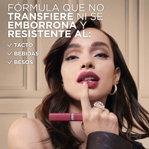 L'Oréal Paris Pintalabios Líquido, Color Intenso, Fórmula Mate de Larga Duración, Con Ácido Hialurónico, Sin Transferencia, Infaillible Matte Resistance, Tono: 425 Afterwork Drink