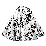 Relipop Women Girl Cute Floral Pleated Knee Length A-line Skater Skirt (Medium, Type 4)