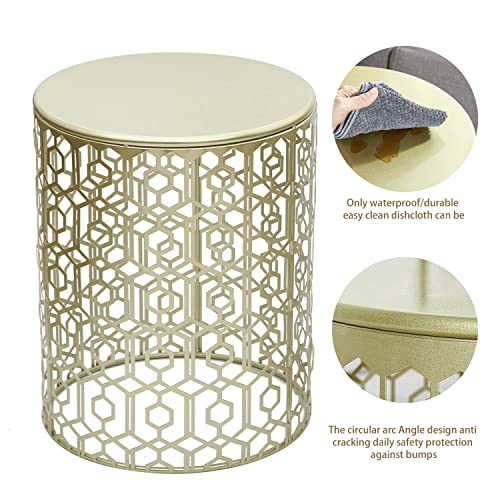 Decent Home Metal Accent Table, Set of 2 Decorative Round End Tables
