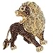 EVER FAITH Roaring King Lion Brown Austrian Crystal Brooch Gold-Tone